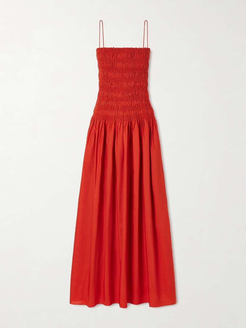 Matteau Shirred Organic Cotton-poplin Maxi Dress