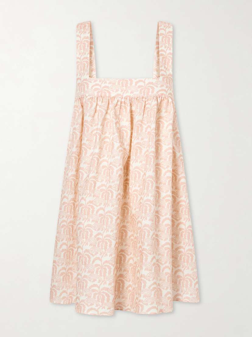 Matteau Babydoll Printed Linen And Cotton-blend Mini Dress