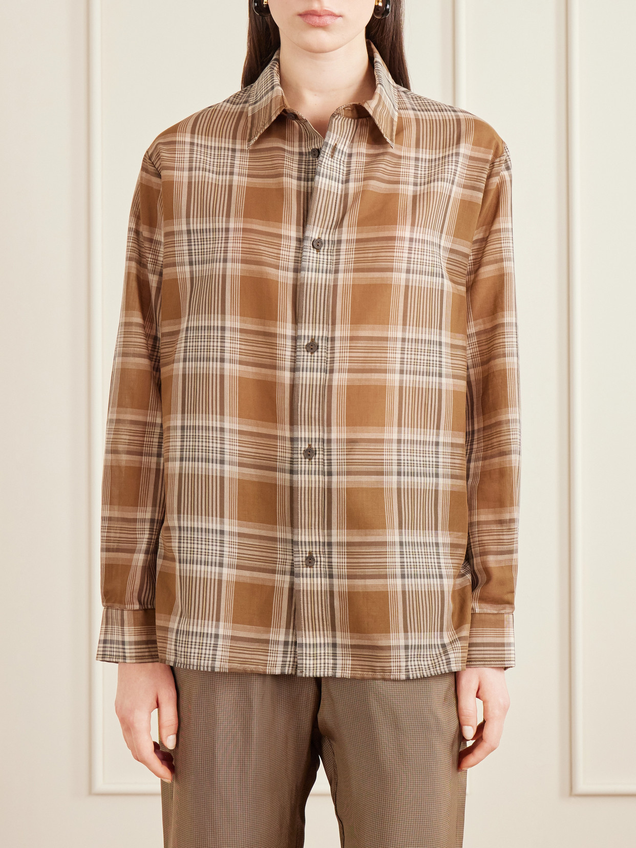 Checked Cotton-Voile Shirt