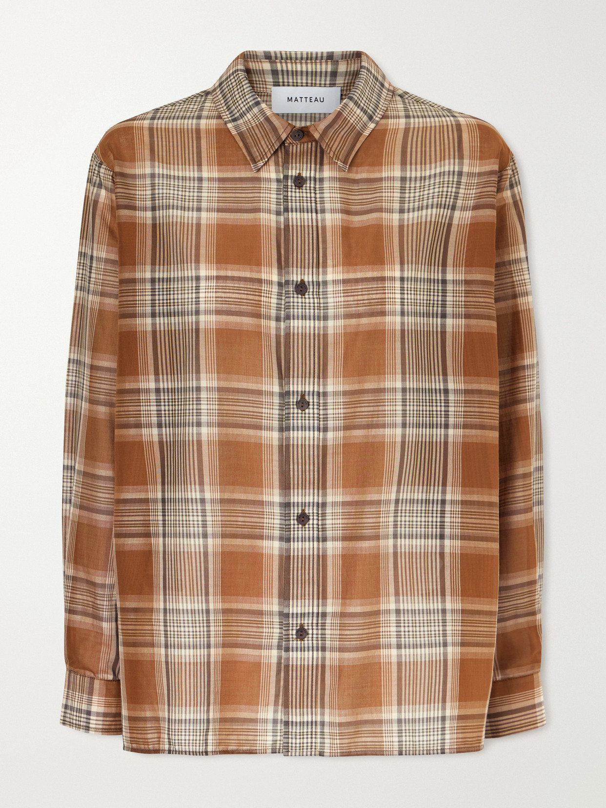 Matteau Checked Cotton-voile Shirt In Brown
