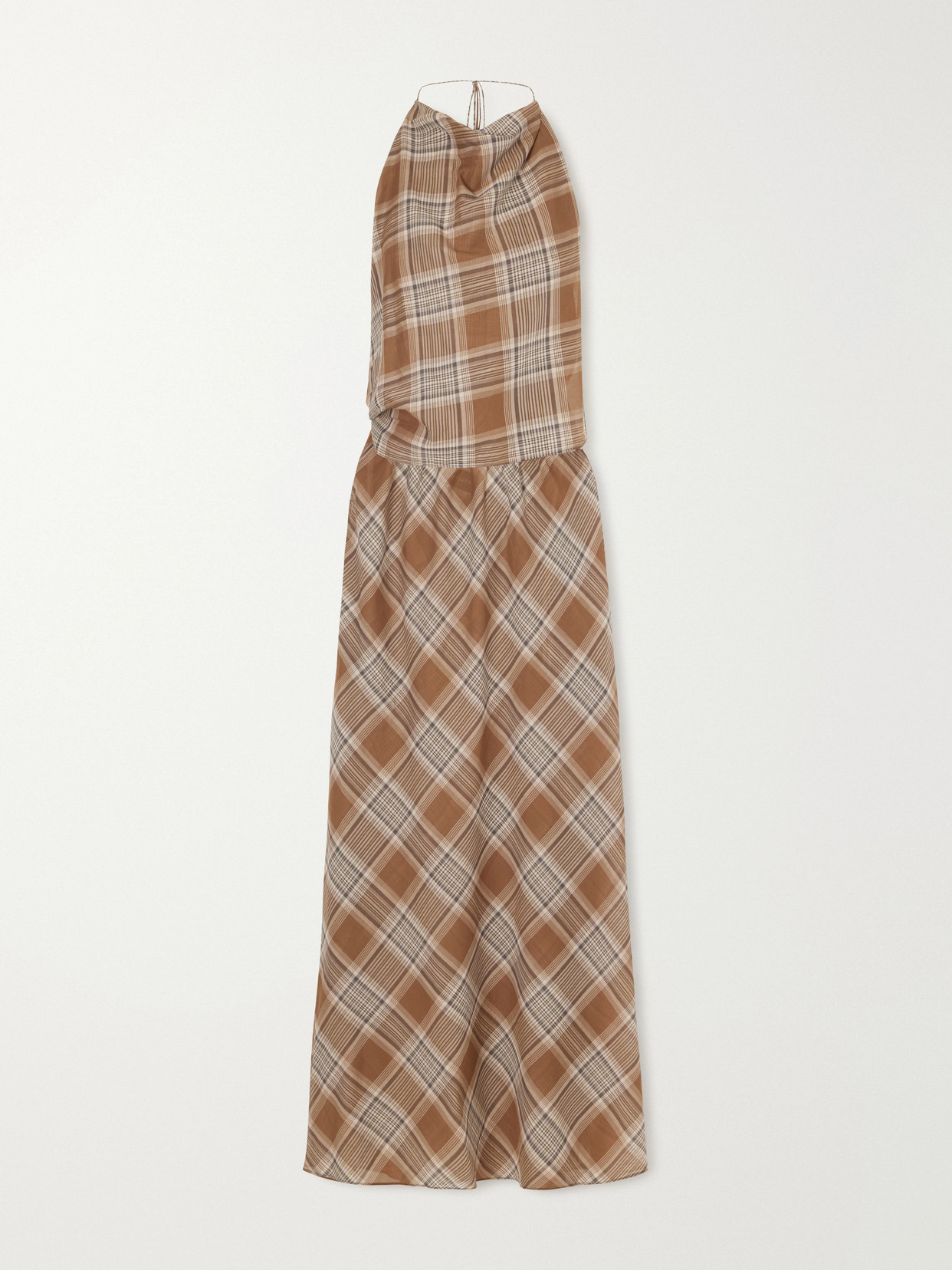 Matteau - Layered Checked Cotton-voile Midi Dress - Brown
