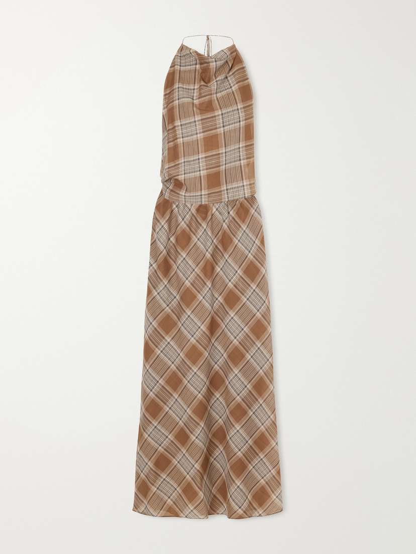 Matteau Layered Checked Cotton-voile Midi Dress