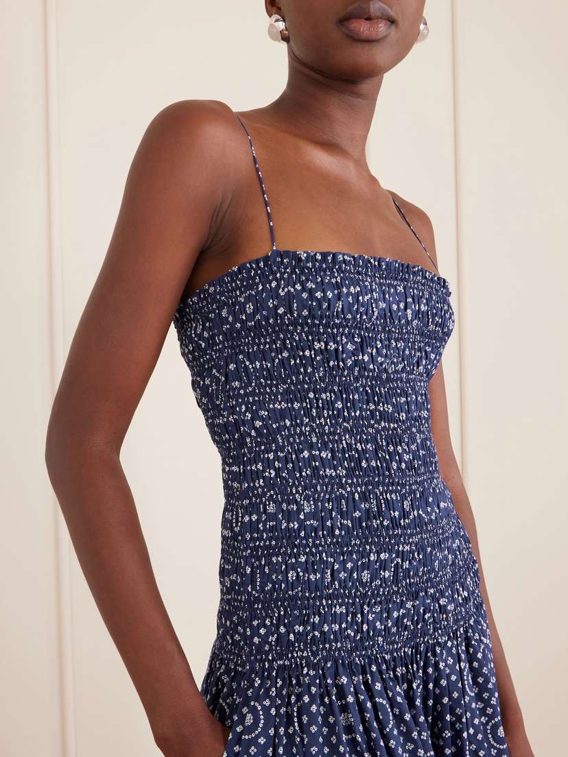 Matteau Shirred Printed Cotton Midi Dress | Thumbnail 4 Matteau Shirred Printed Cotton Midi Dress | Thumbnail 4
