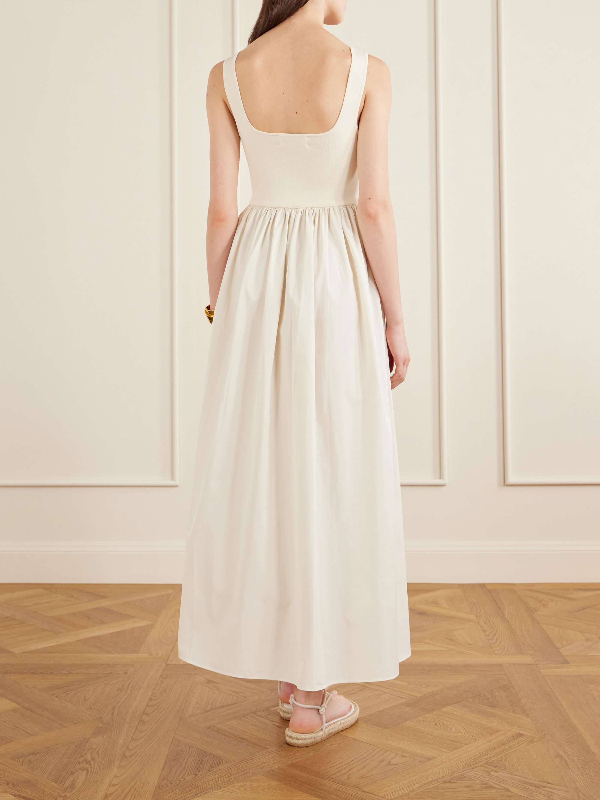 MATTEAU + NET SUSTAIN cotton-poplin and stretch-knit maxi dress