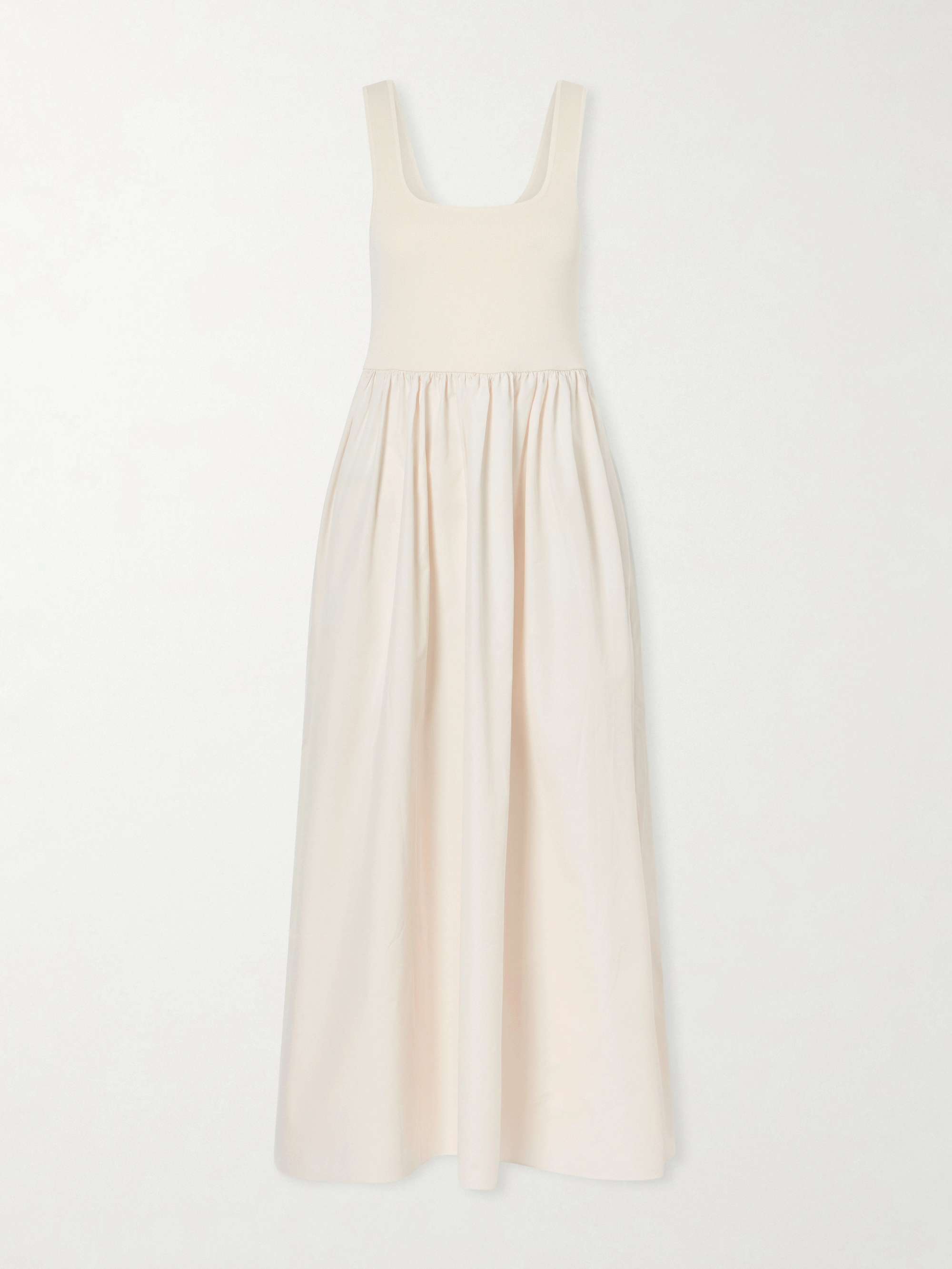MATTEAU + NET SUSTAIN cotton-poplin and stretch-knit maxi dress