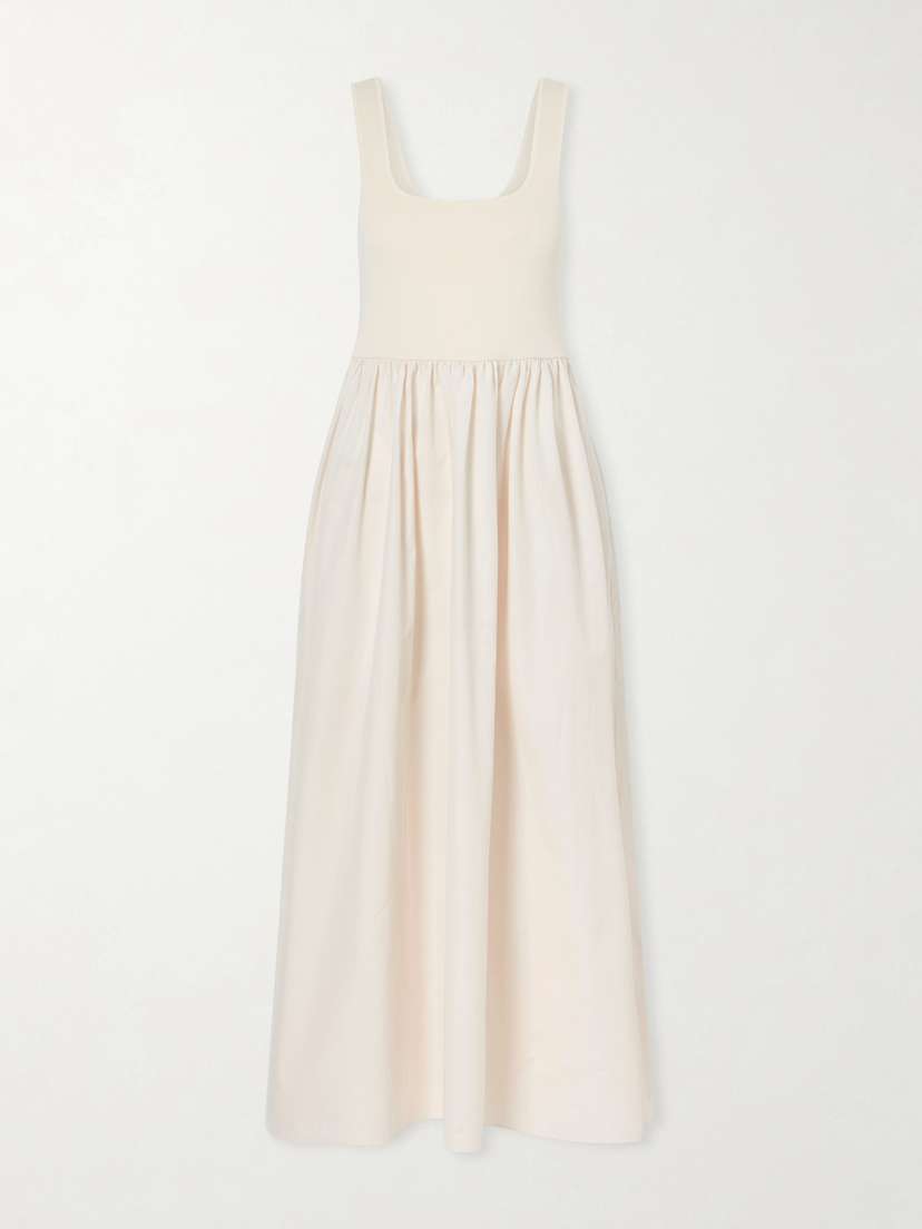 Matteau Cotton-poplin And Stretch-knit Maxi Dress