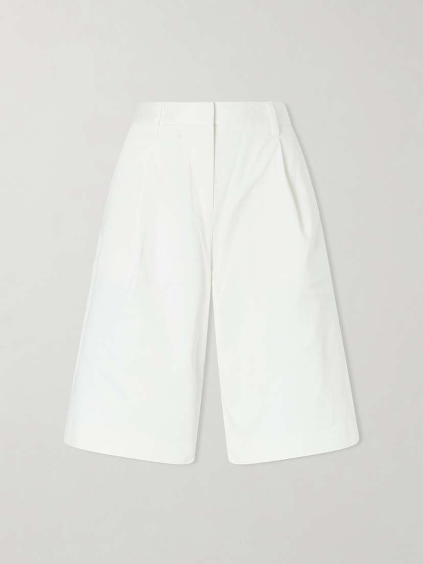 Matteau Pleated Organic Cotton-blend Twill Shorts