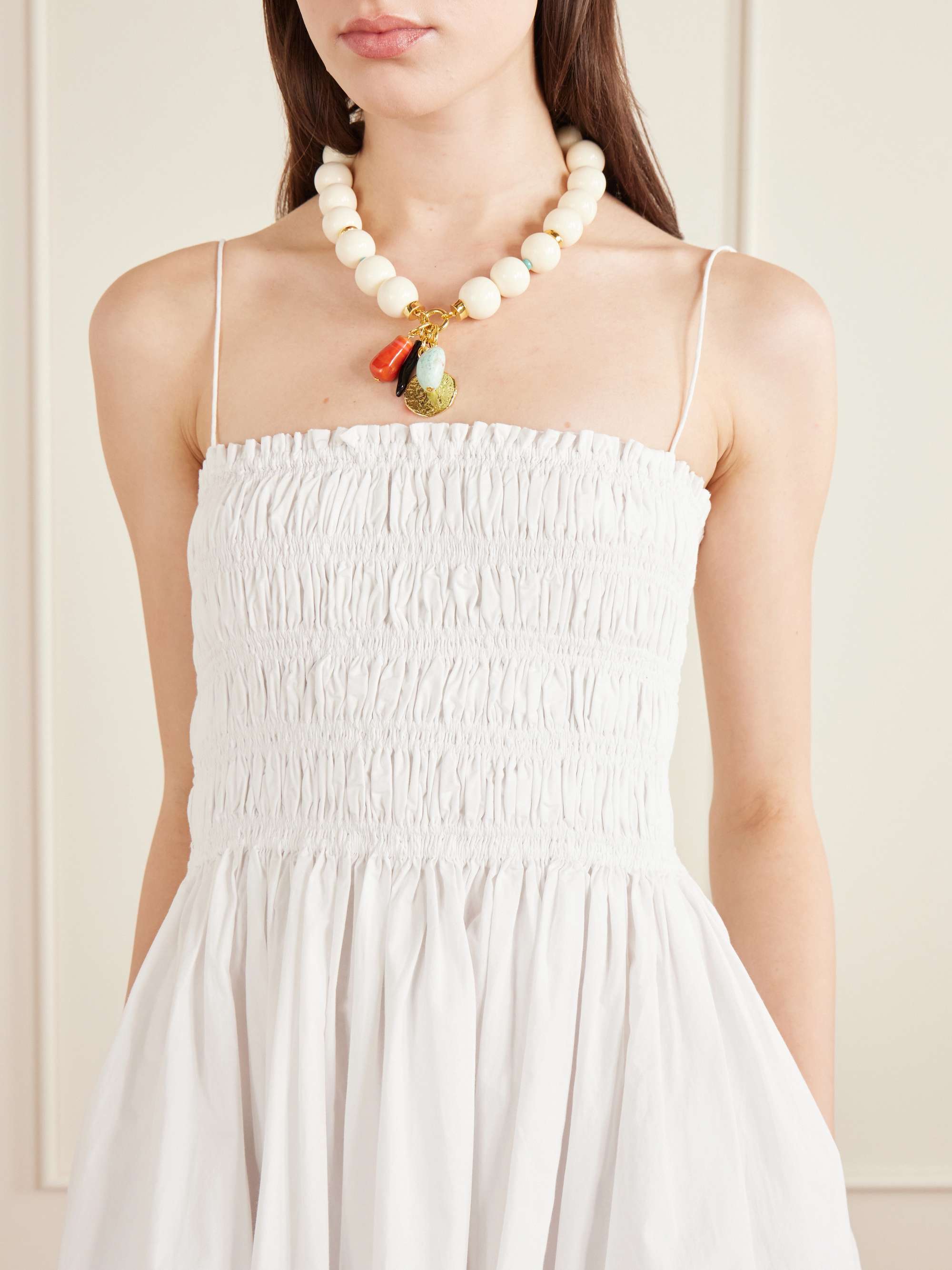 sachin and babi light blue dress MATTEAU Shirred cotton mini dress