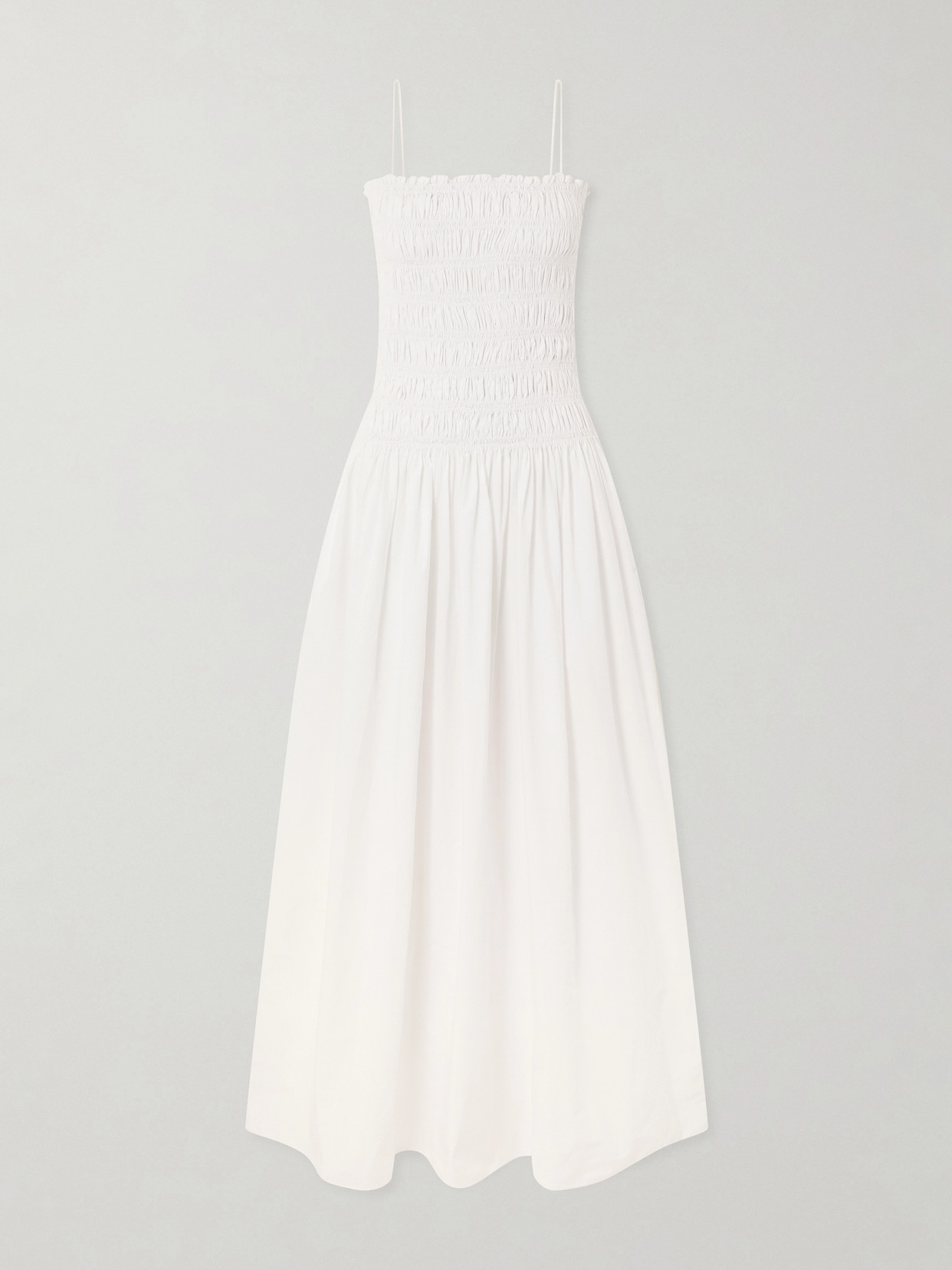 Matteau - Shirred Organic Cotton Midi Dress - White