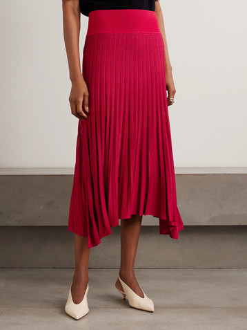 MARIA MCMANUS Asymmetric plissé cotton midi skirt