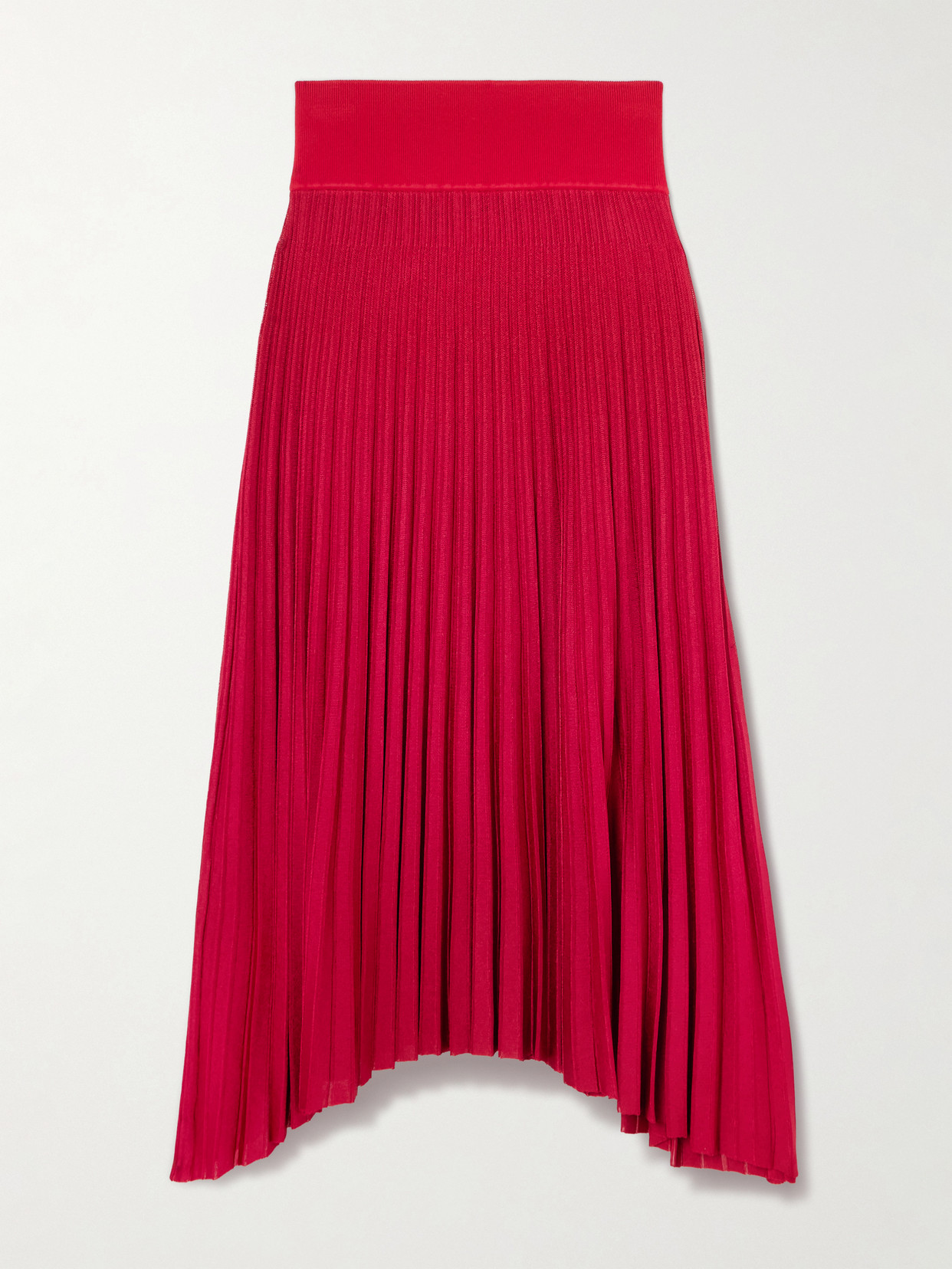 Maria McManus – Asymmetric Plissé Cotton Midi Skirt – Red