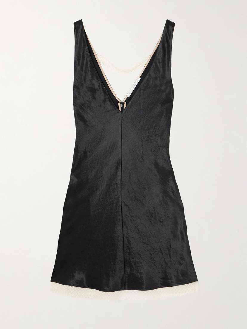 Maria McManus Scalloped Lace-trimmed Hammered-satin Mini Dress