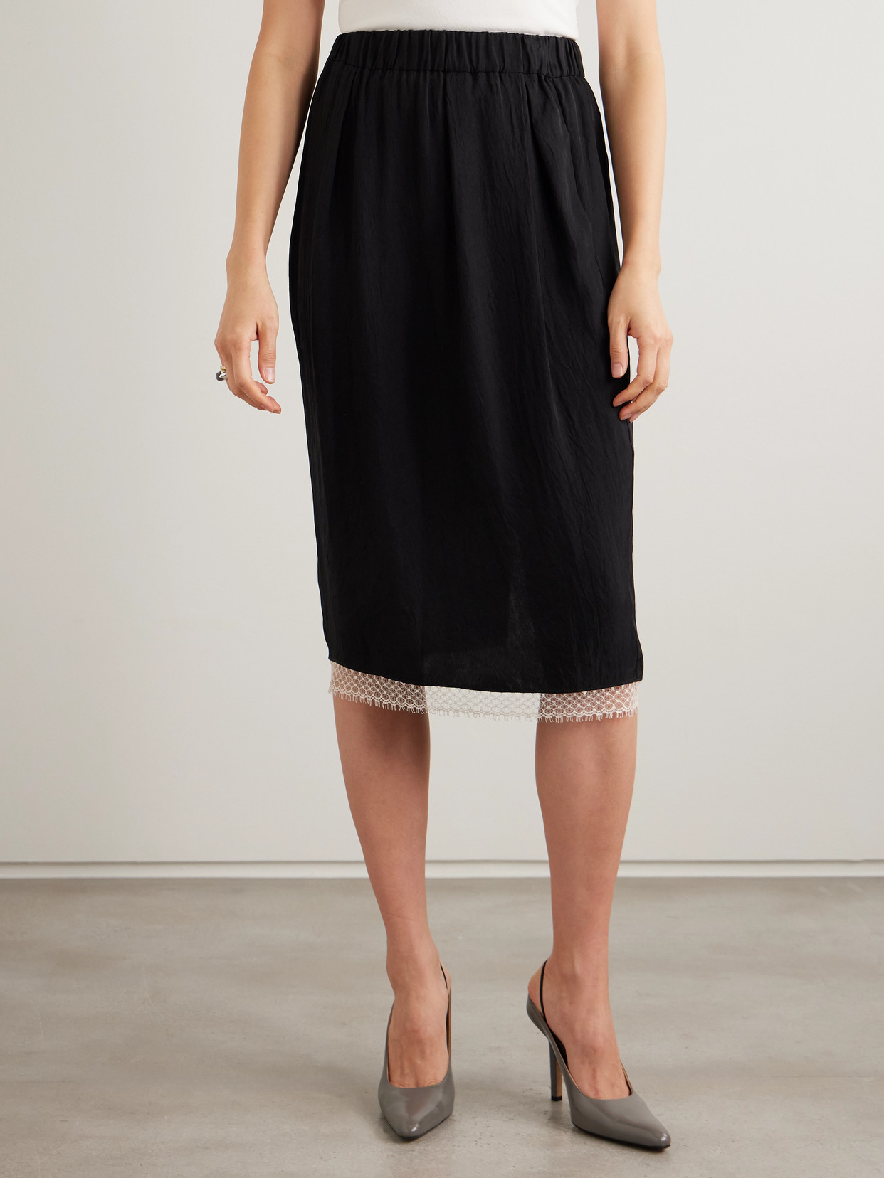 Tulip Lace-Trimmed Midi