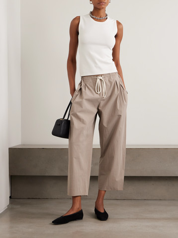 MARIA MCMANUS Rope-trimmed organic cotton-poplin wide-leg pants