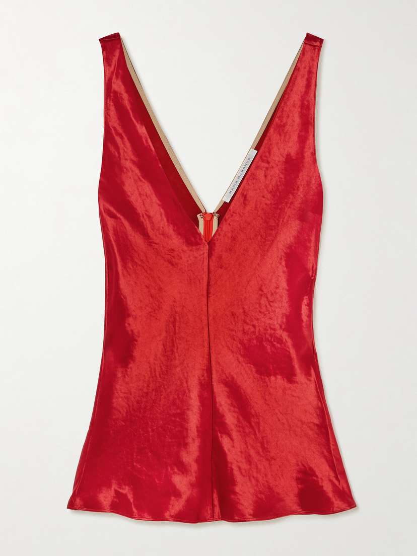 Maria McManus Paneled Organic Hammered-satin Camisole