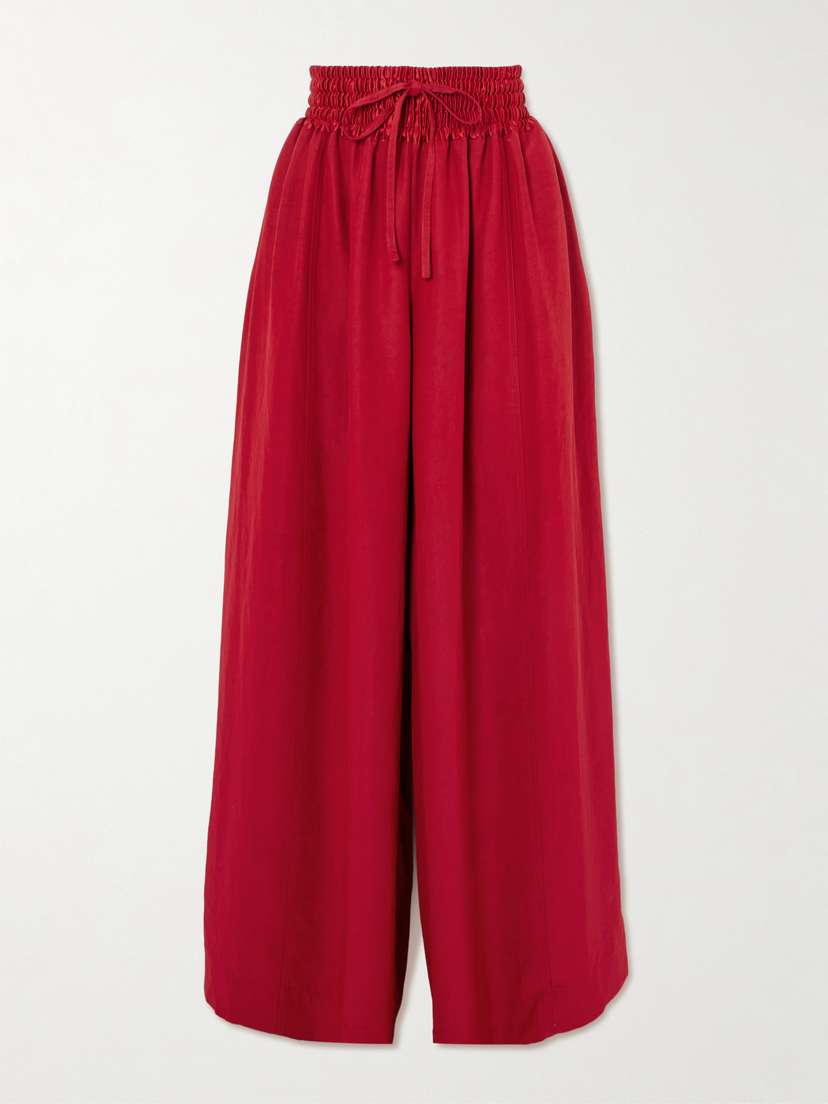 Maria McManus Basketball Satin-trimmed Twill Wide-leg Pants