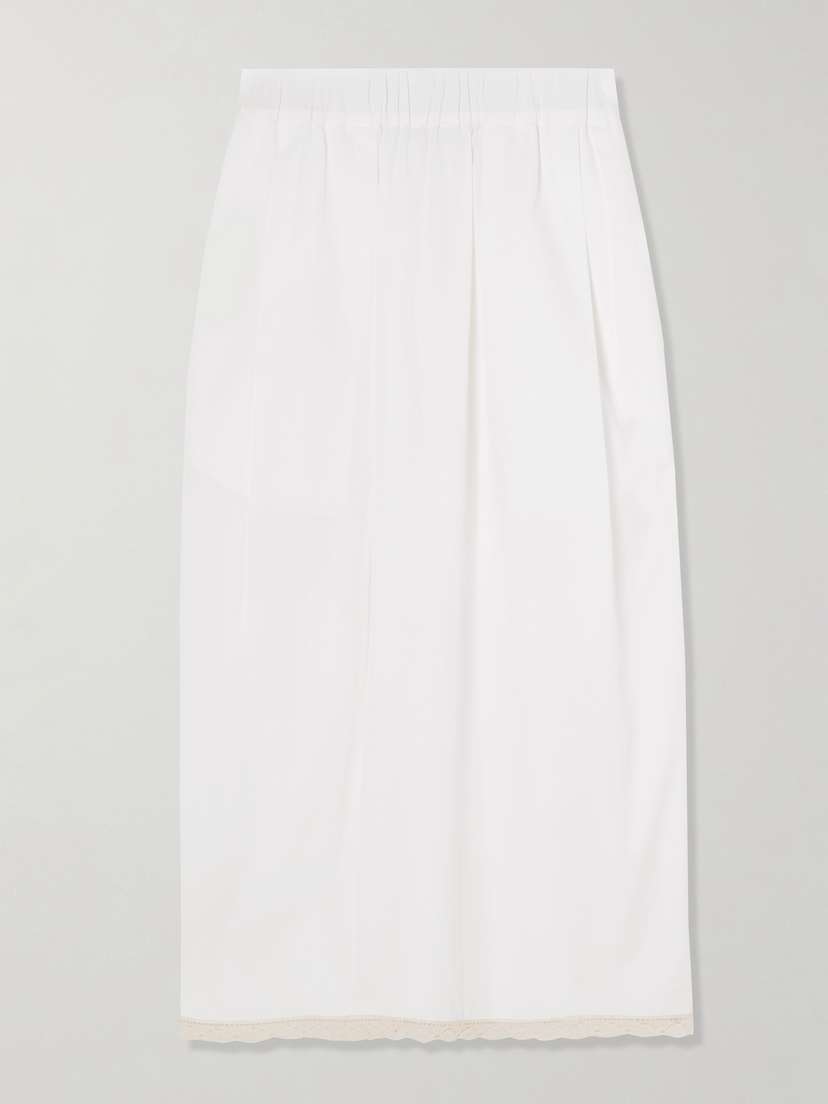 Maria McManus Lace-trimmed Poplin Midi Skirt