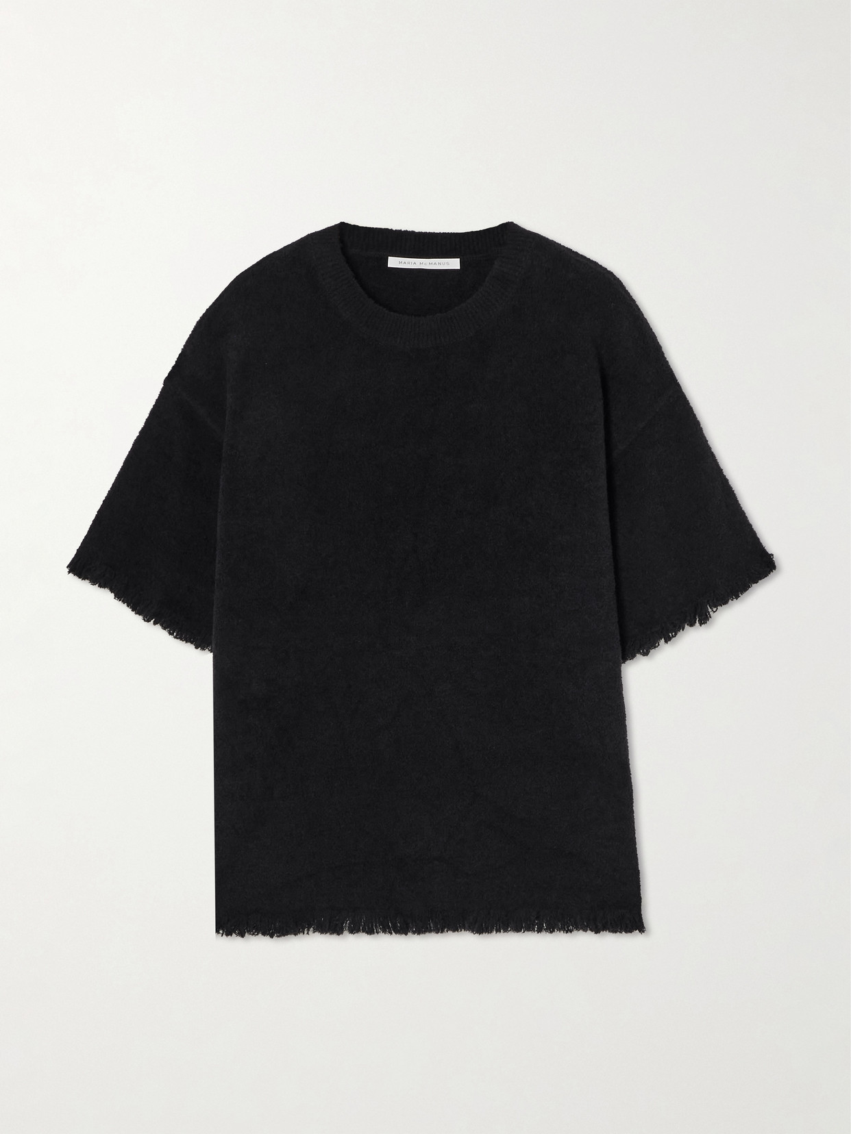 Maria Mcmanus Frayed Organic Cotton-bouclé T-shirt In Black