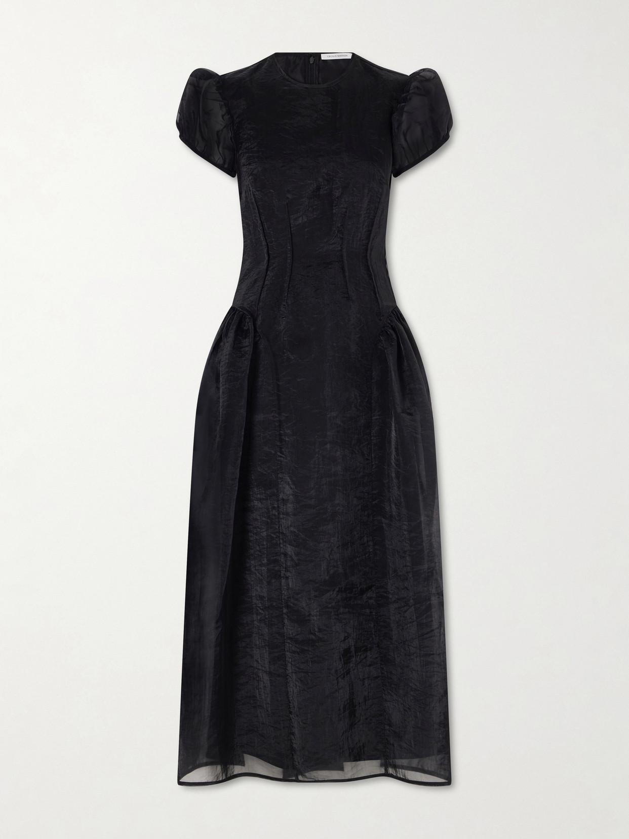 Cecilie Bahnsen Cleopatra Organza Midi Dress In Black