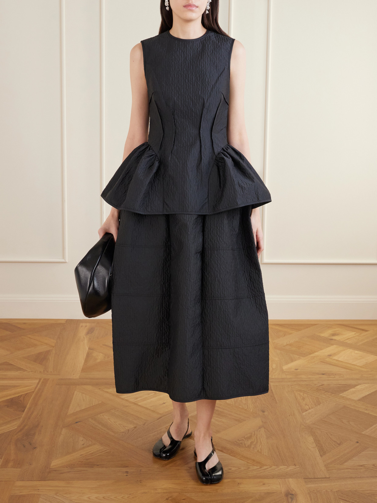 Daphne Pleated Cloqué Midi