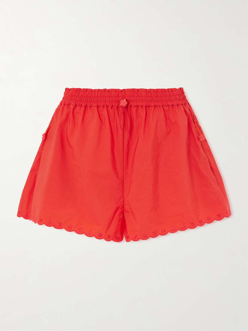 Cecilie Bahnsen Blossom Broderie Anglaise-trimmed Cotton-blend Taffeta Shorts