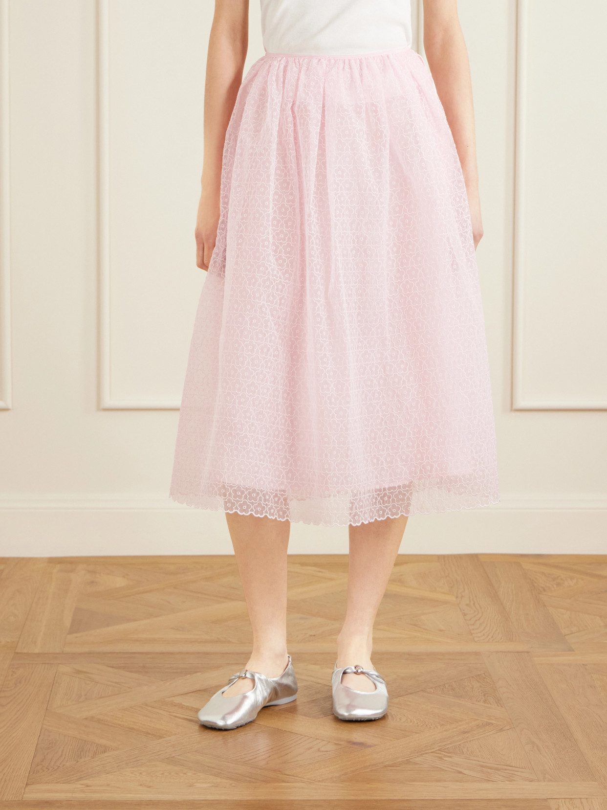 Embroidered Cotton-Blend Midi