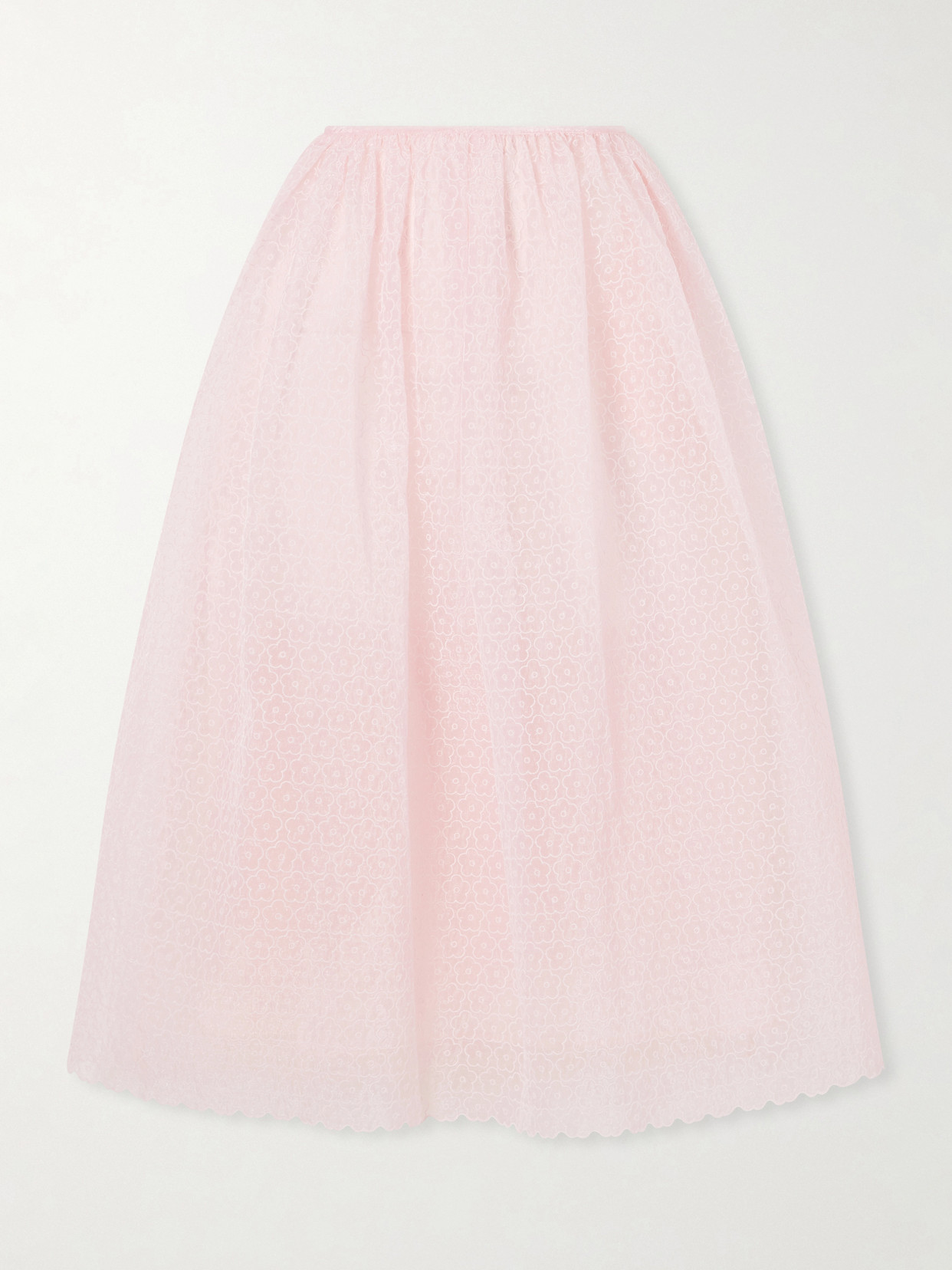Cecilie Bahnsen Embroidered Cotton-blend Midi Skirt In Pink