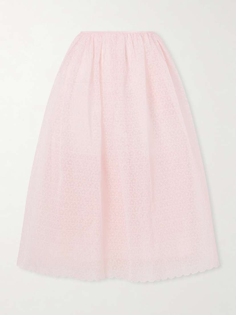 Cecilie Bahnsen Embroidered Cotton-blend Midi Skirt