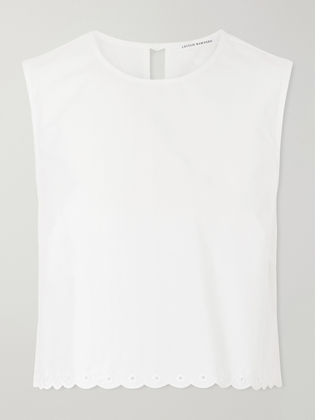 Cecilie Bahnsen Deeba Broderie Anglaise Cotton Poplin Crop Top In White