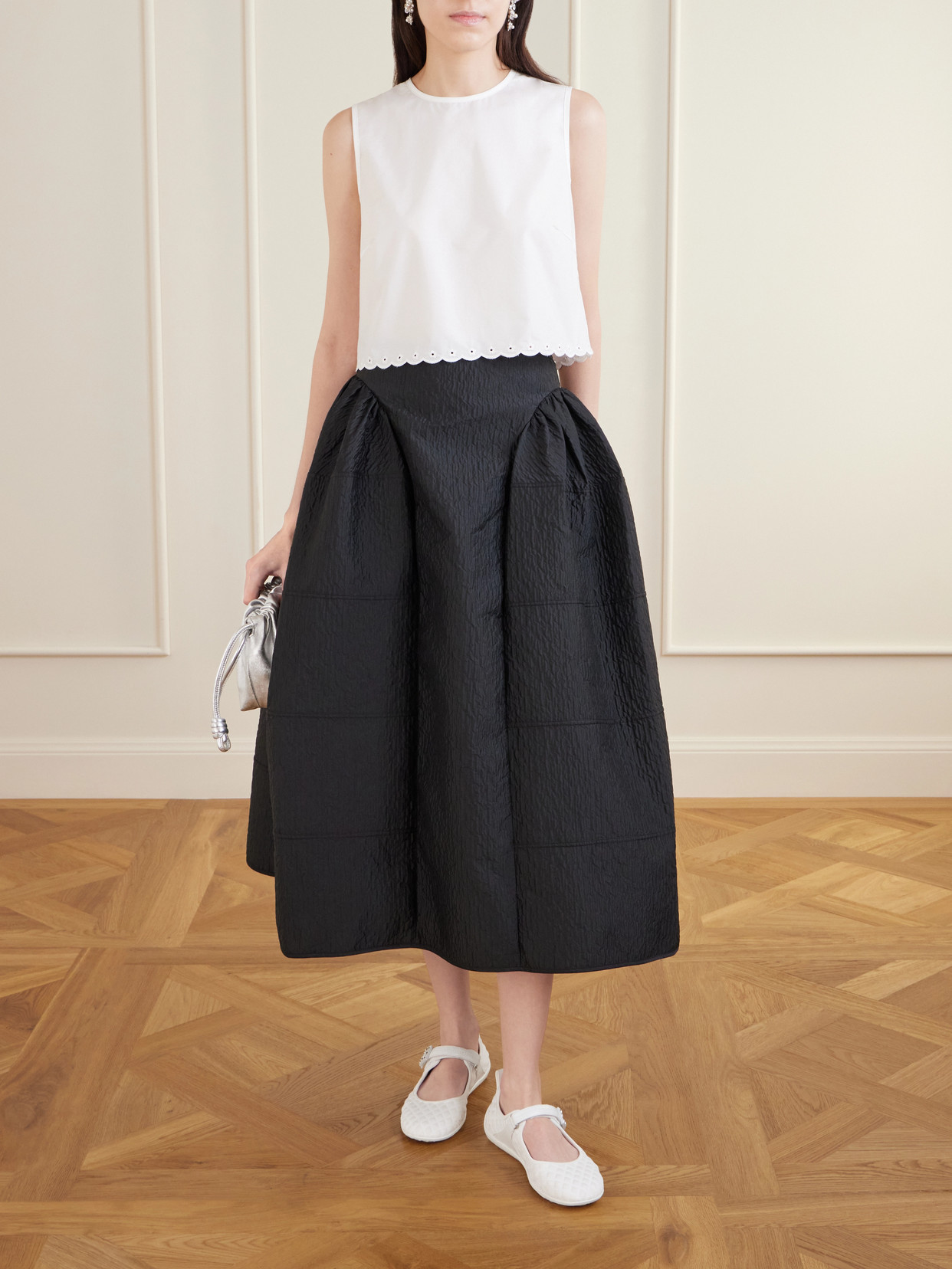 Cecilie Bahnsen Deeba Broderie Anglaise Cotton Poplin Crop Top In White