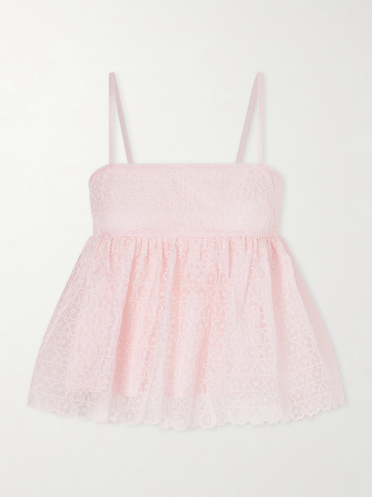 Cecilie Bahnsen Embroidered Cotton-blend Top In Pink