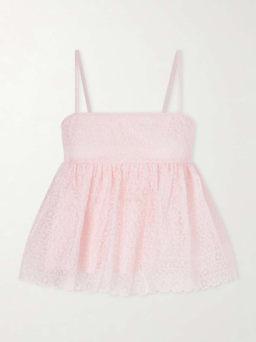 Cecilie Bahnsen Embroidered Cotton-blend Top