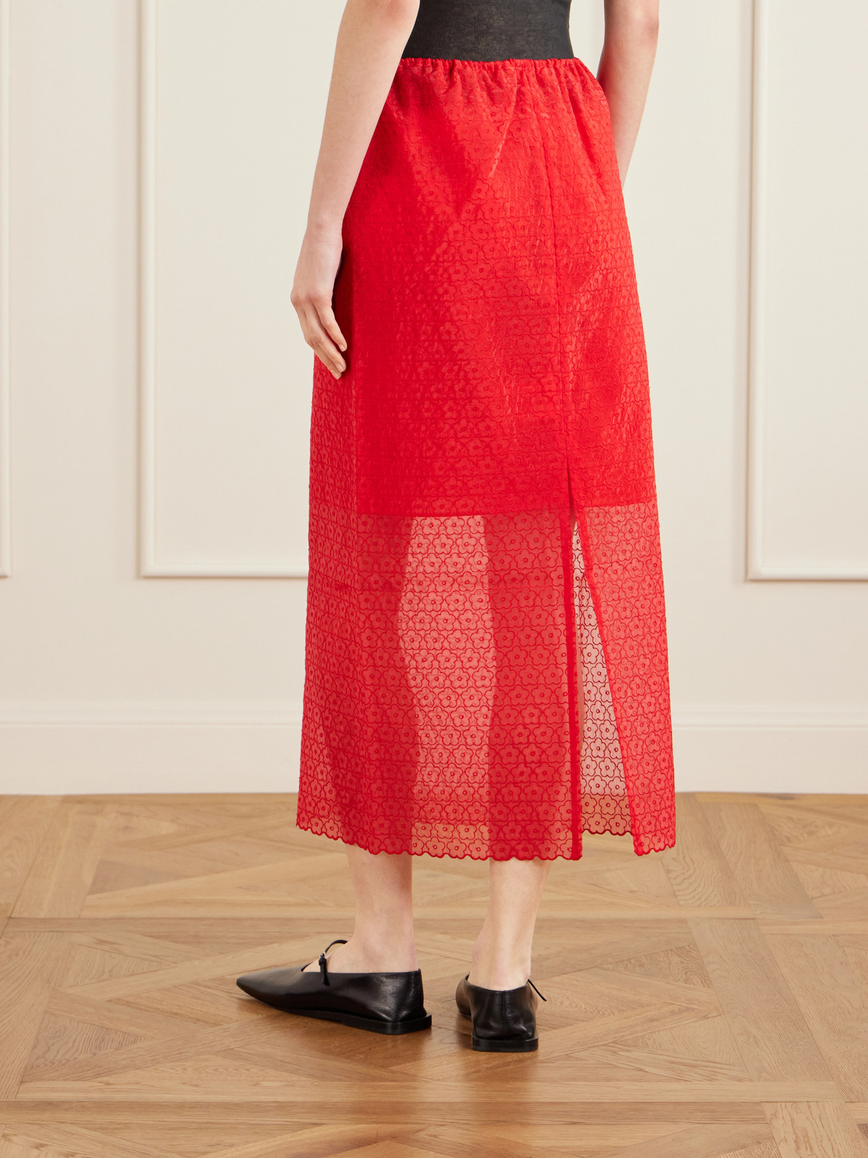 Embroidered Tulle Midi