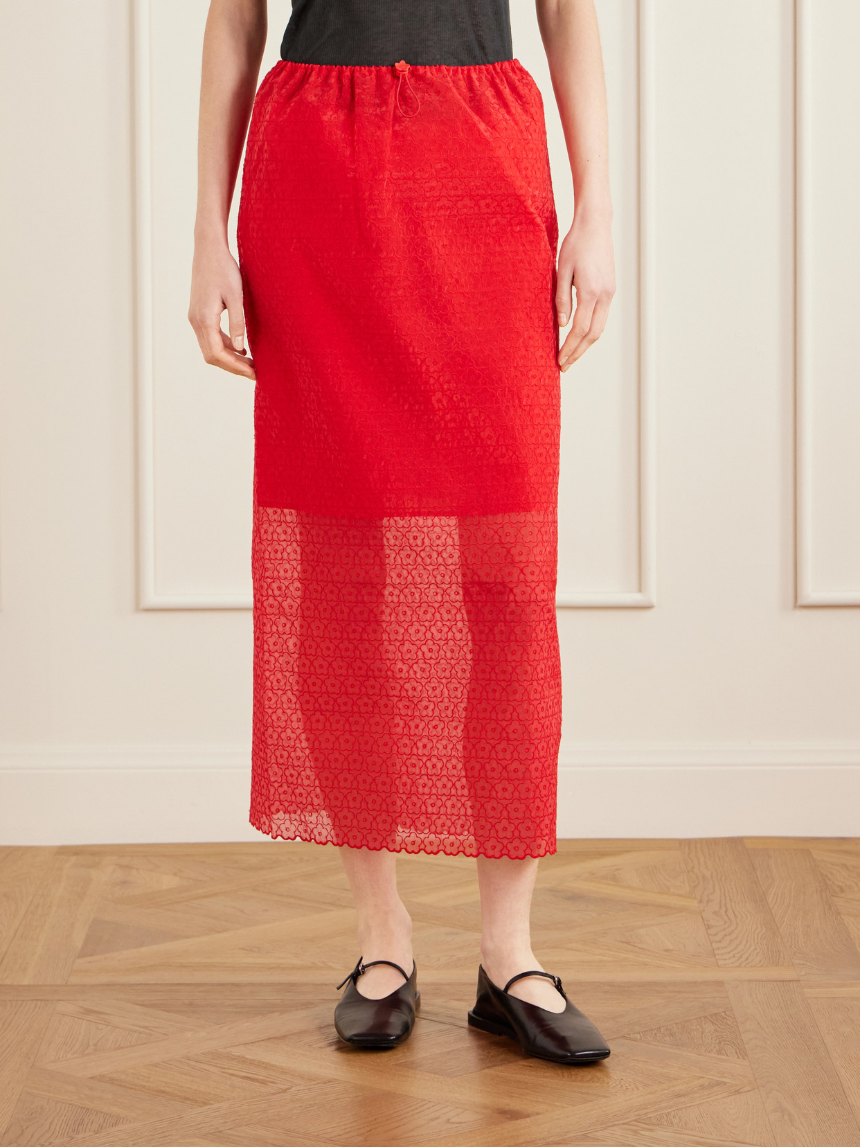 Embroidered Tulle Midi