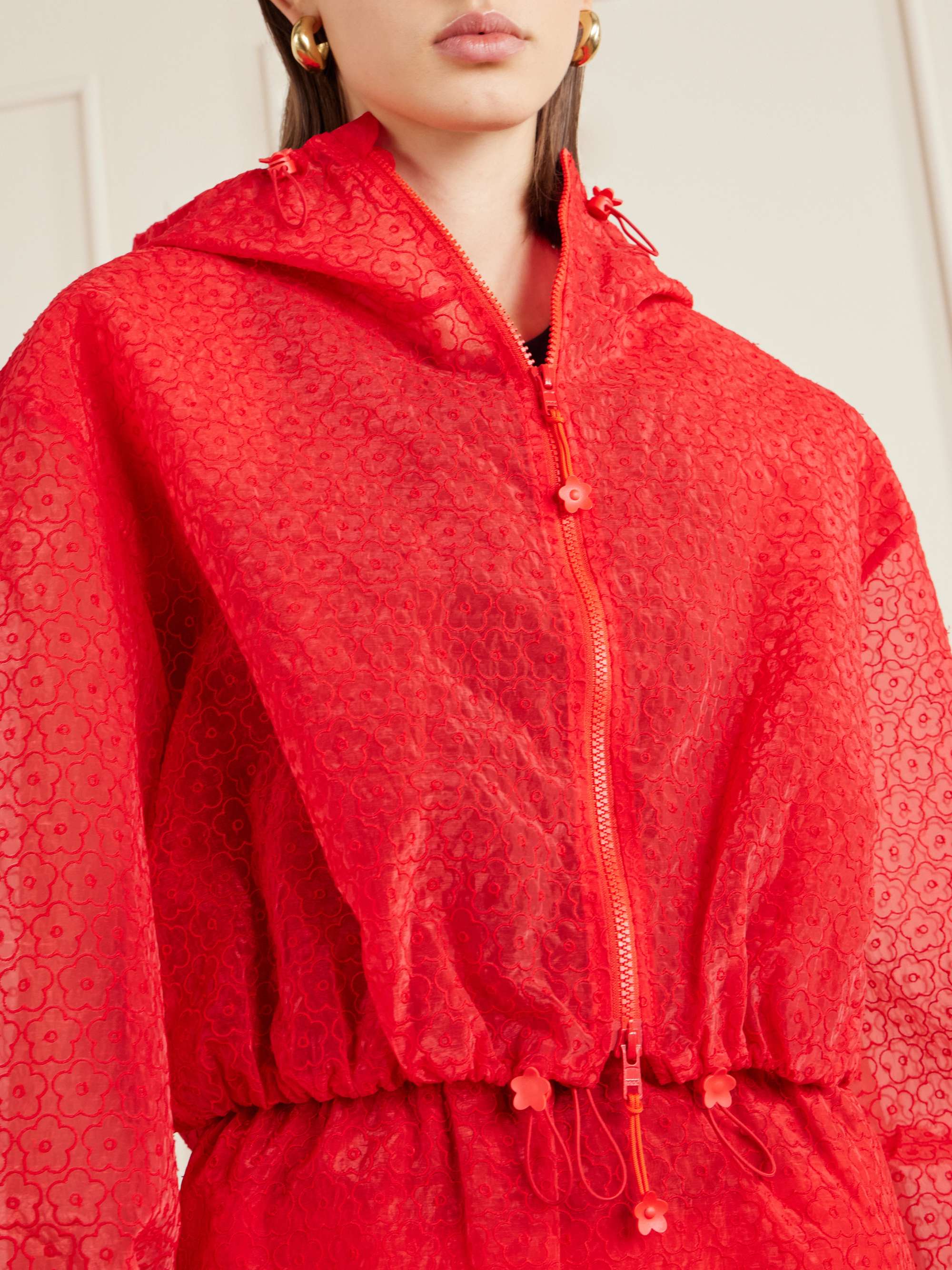 CECILIE BAHNSEN Hooded embroidered tulle jacket | NET-A-PORTER