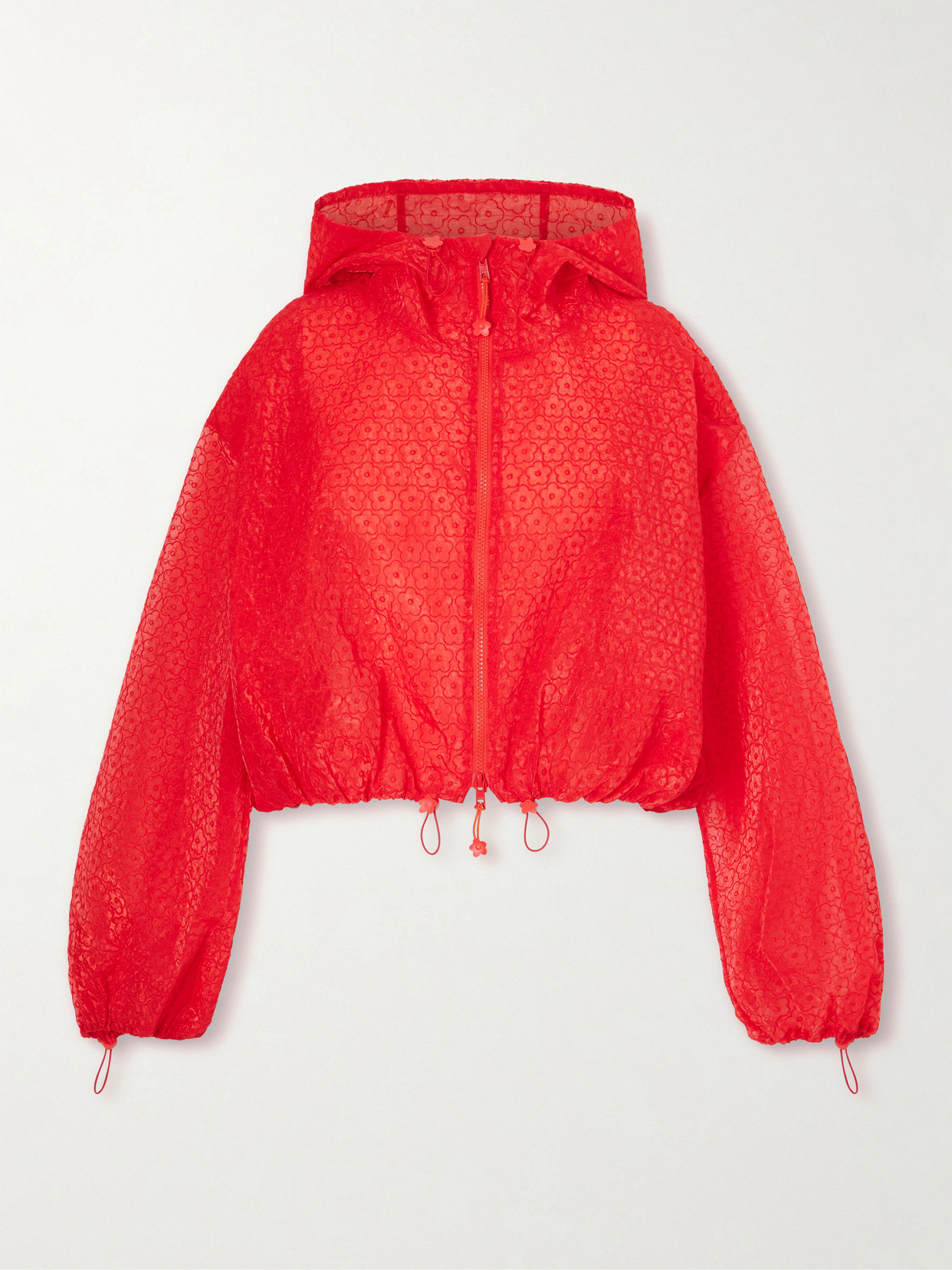 Cecilie Bahnsen Aisha Windflower Embroidered Sheer Organza Jacket In Red