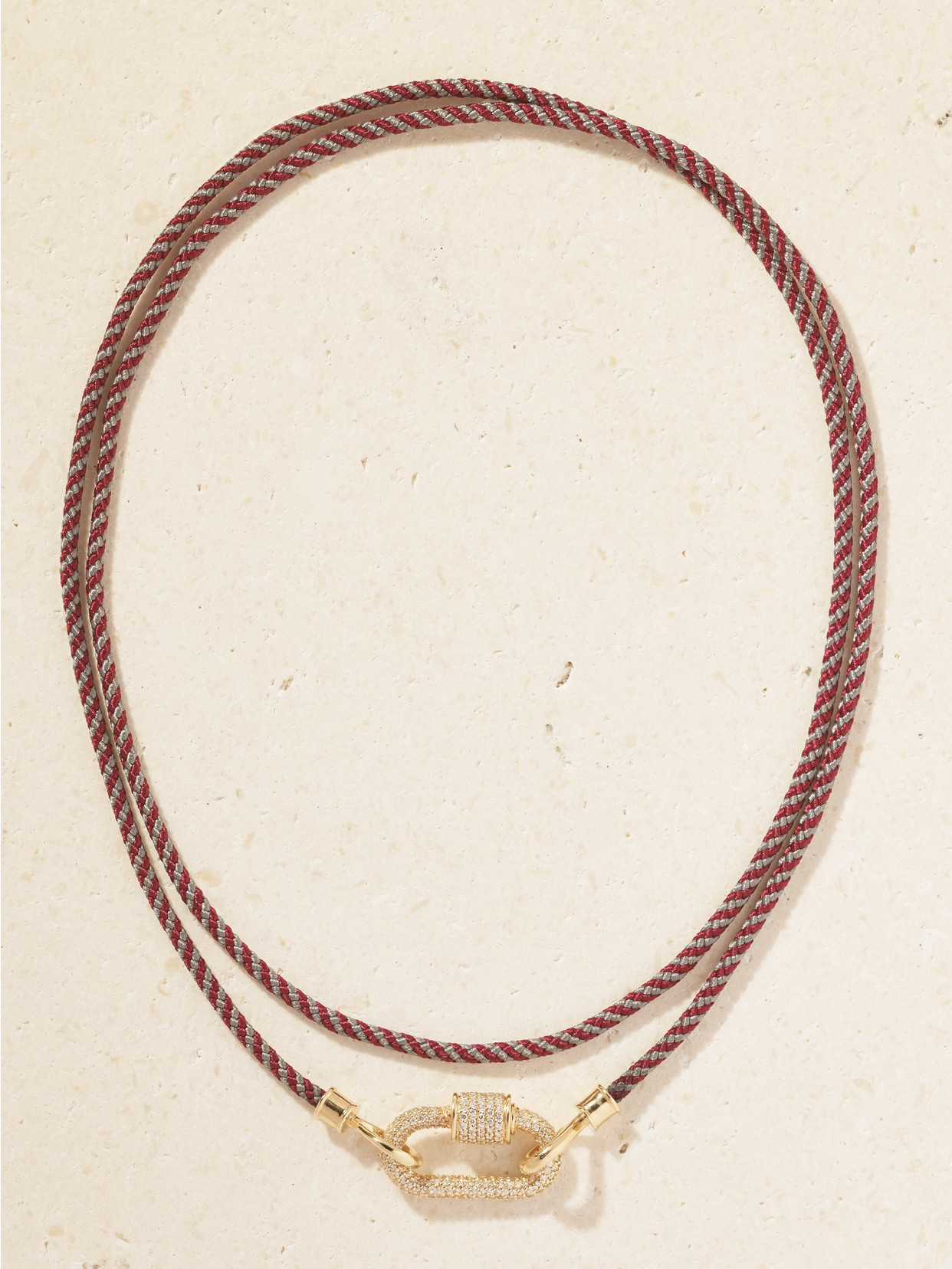 Marla Aaron 14-karat Gold, Diamond And Cord Necklace In Brown