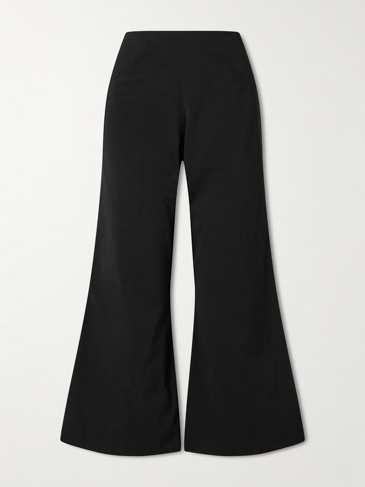 Khaite Walter Cotton And Silk-blend Flared Pants In Black