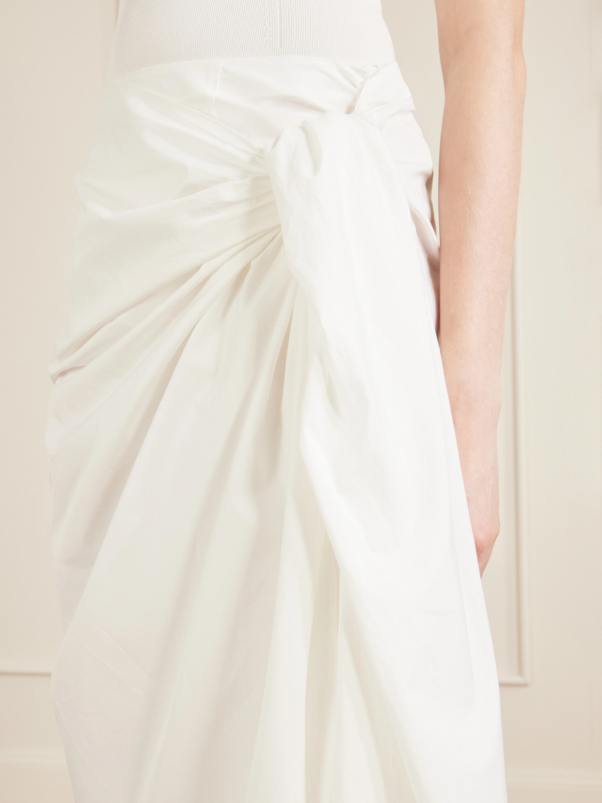 Shay Tie-Detailed Draped Cotton-Poplin Wrap Midi