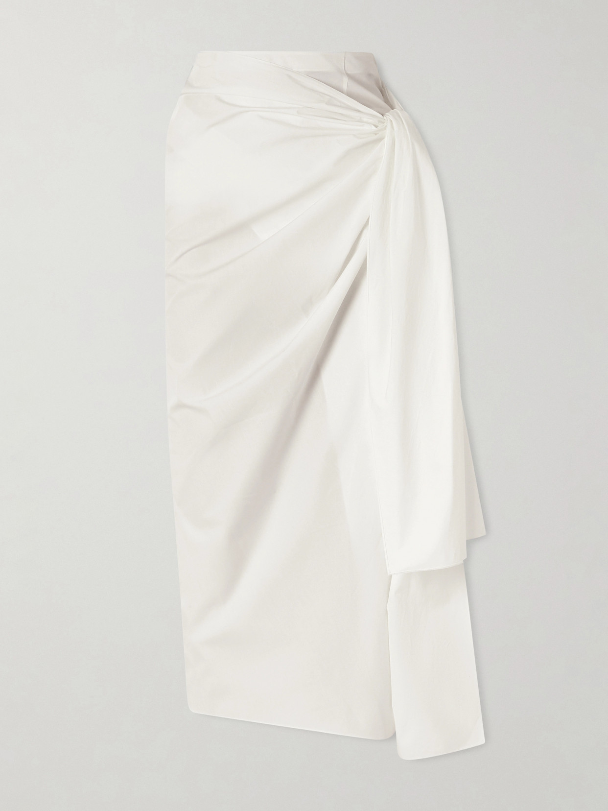Shay Tie-Detailed Draped Cotton-Poplin Wrap Midi