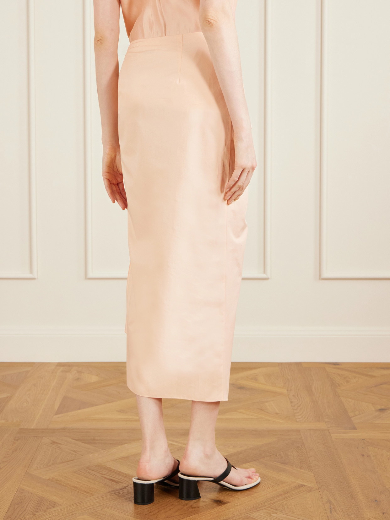 Shay Tie-Detailed Draped Cotton-Poplin Wrap Midi