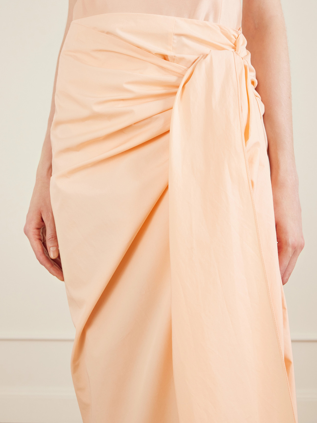 Shay Tie-Detailed Draped Cotton-Poplin Wrap Midi