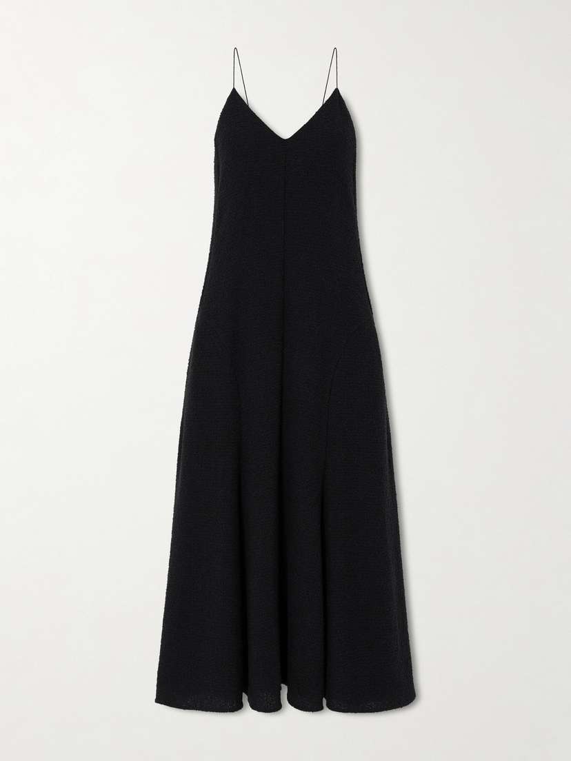 Khaite Iben Tulle-trimmed Cotton-blend Midi Dress