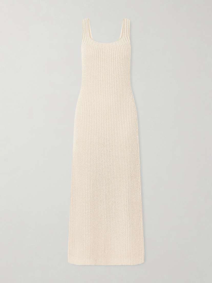 Khaite Lex Crocheted Silk And Cotton-blend Midi Dress