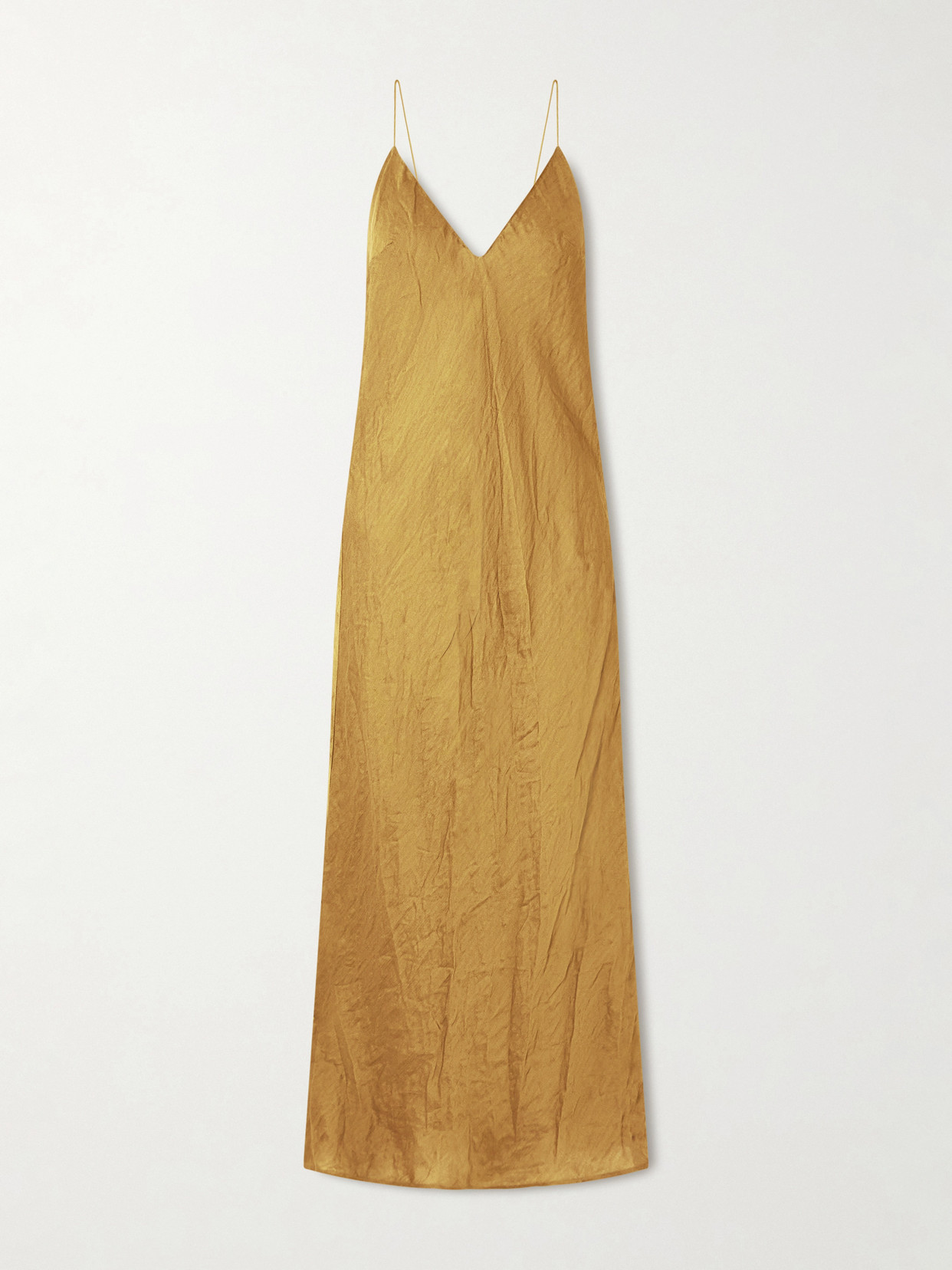Khaite Taja Crinkled-voile Maxi Dress In Brown