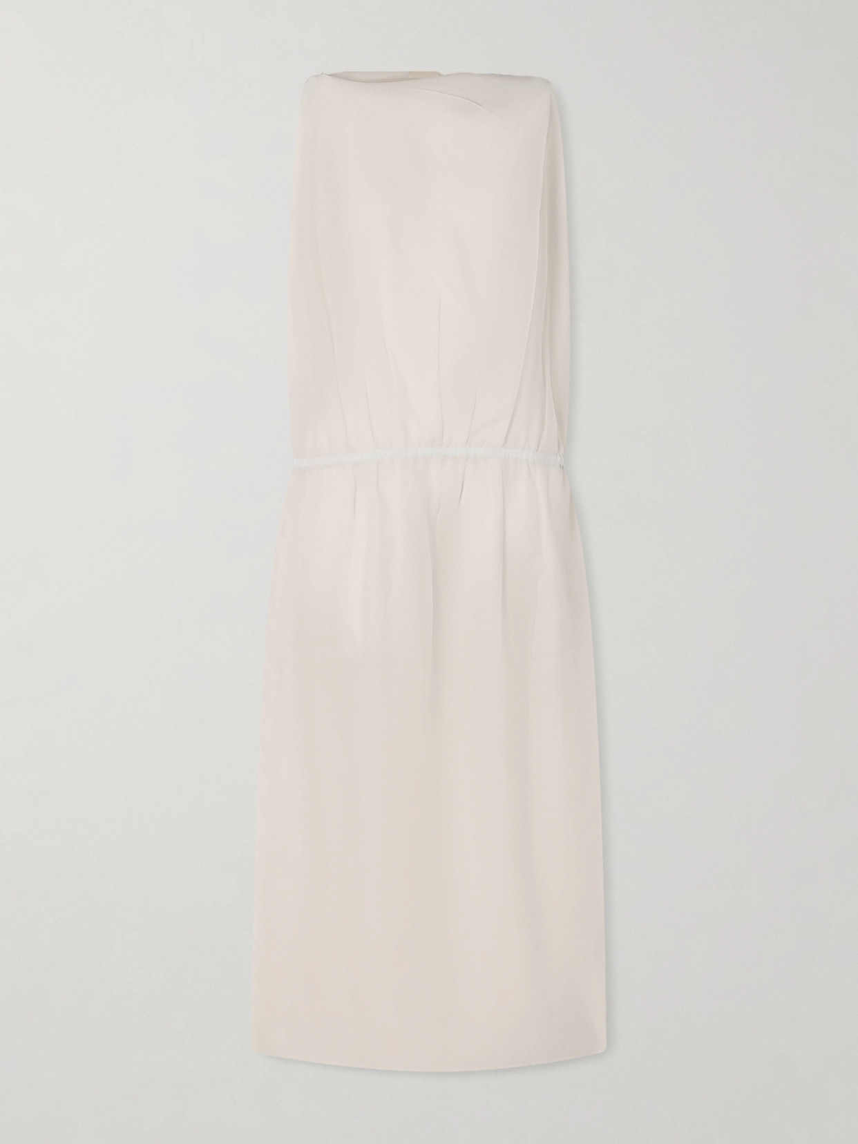 Khaite Tia Cotton And Silk-blend Midi Dress In Brown