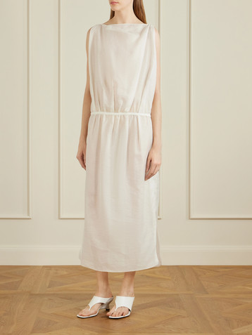 KHAITE Tia cotton and silk-blend midi dress