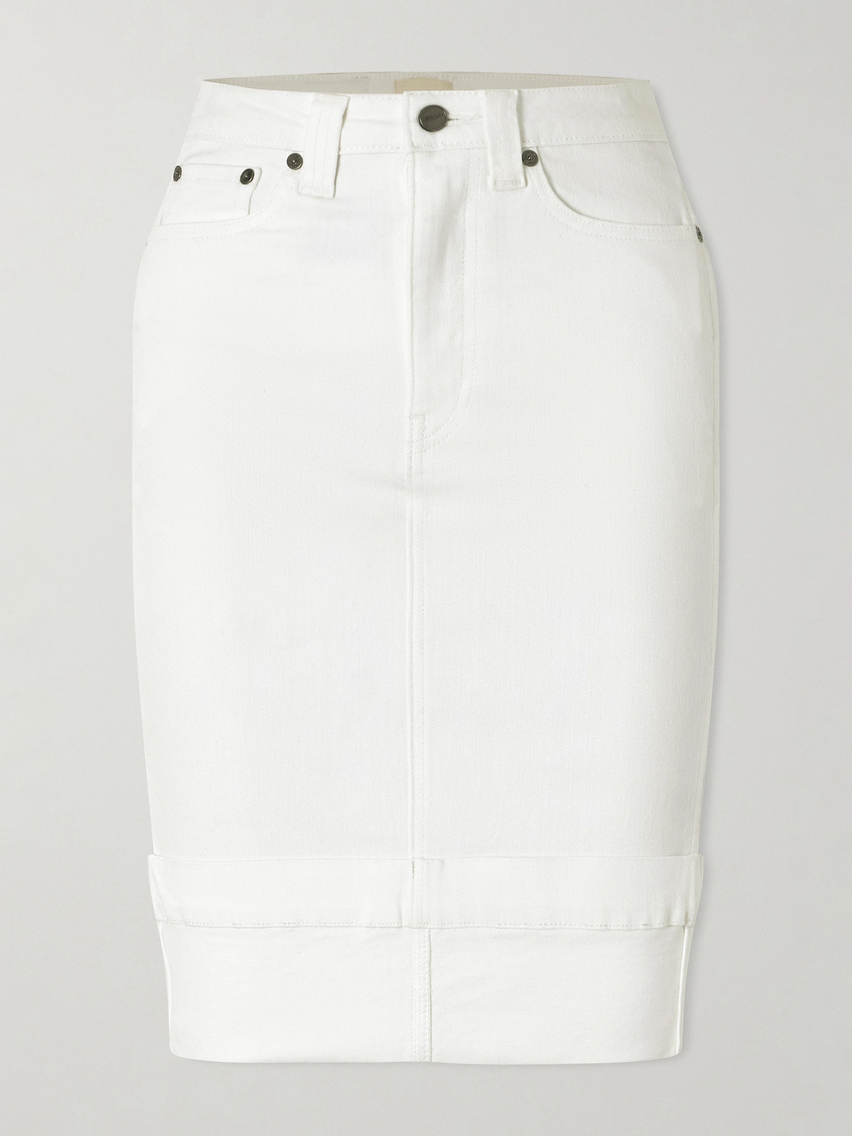 Khaite Kendra Denim Midi Skirt In Blue