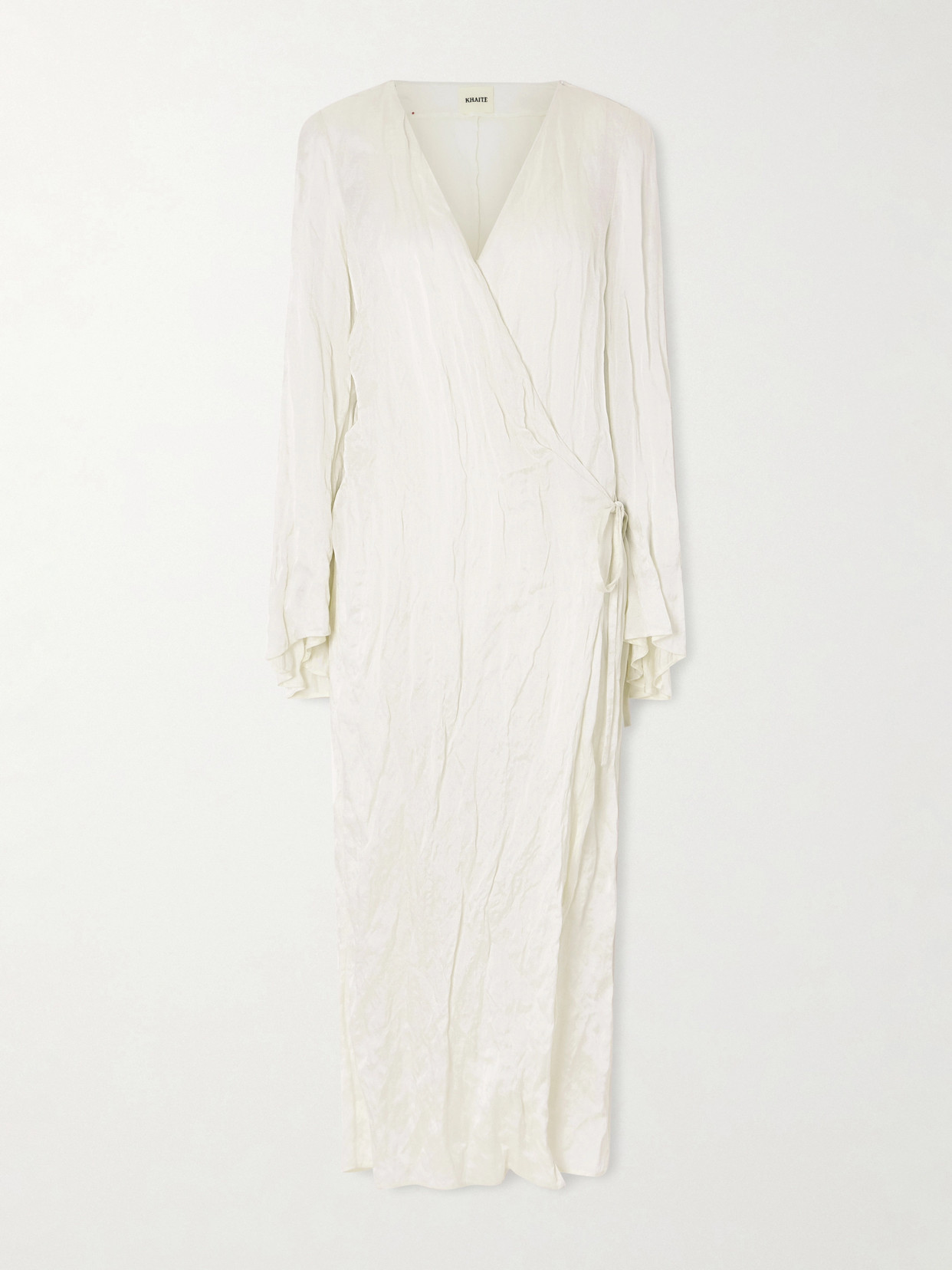 Khaite Rommi Crinkled-voile Midi Wrap Dress In White