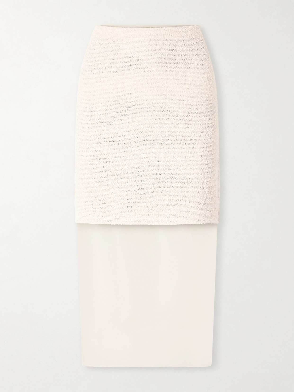 Khaite Sybil Layered Cotton-blend Bouclé And Organza Midi Skirt In Blue